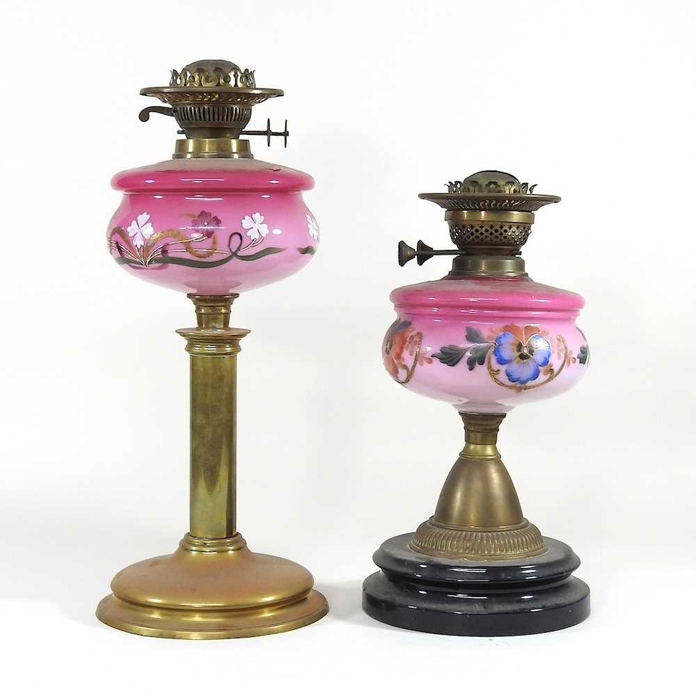 Lot 751 Two brass oil lamp bases