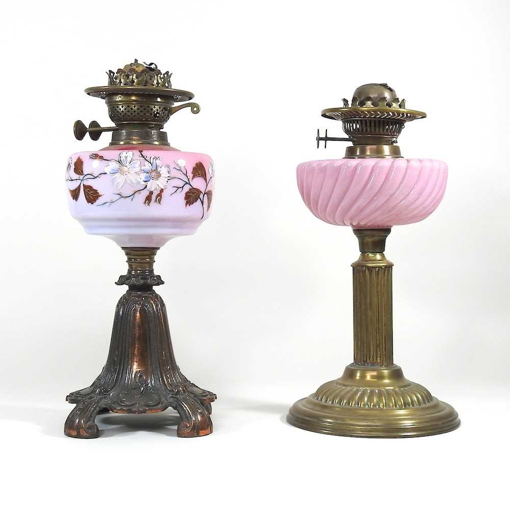 Lot 537 Two brass oil lamp bases