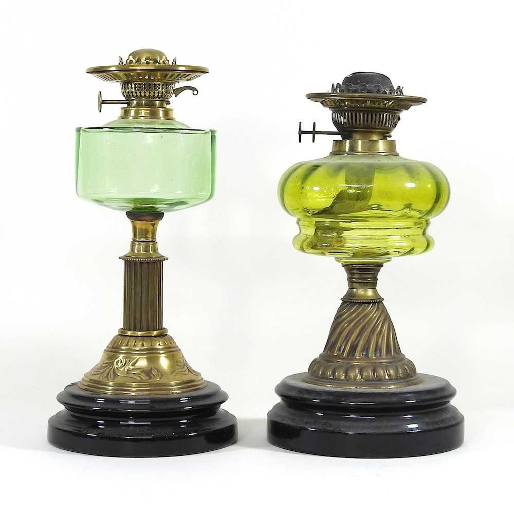 Lot 624 Two brass oil lamp bases