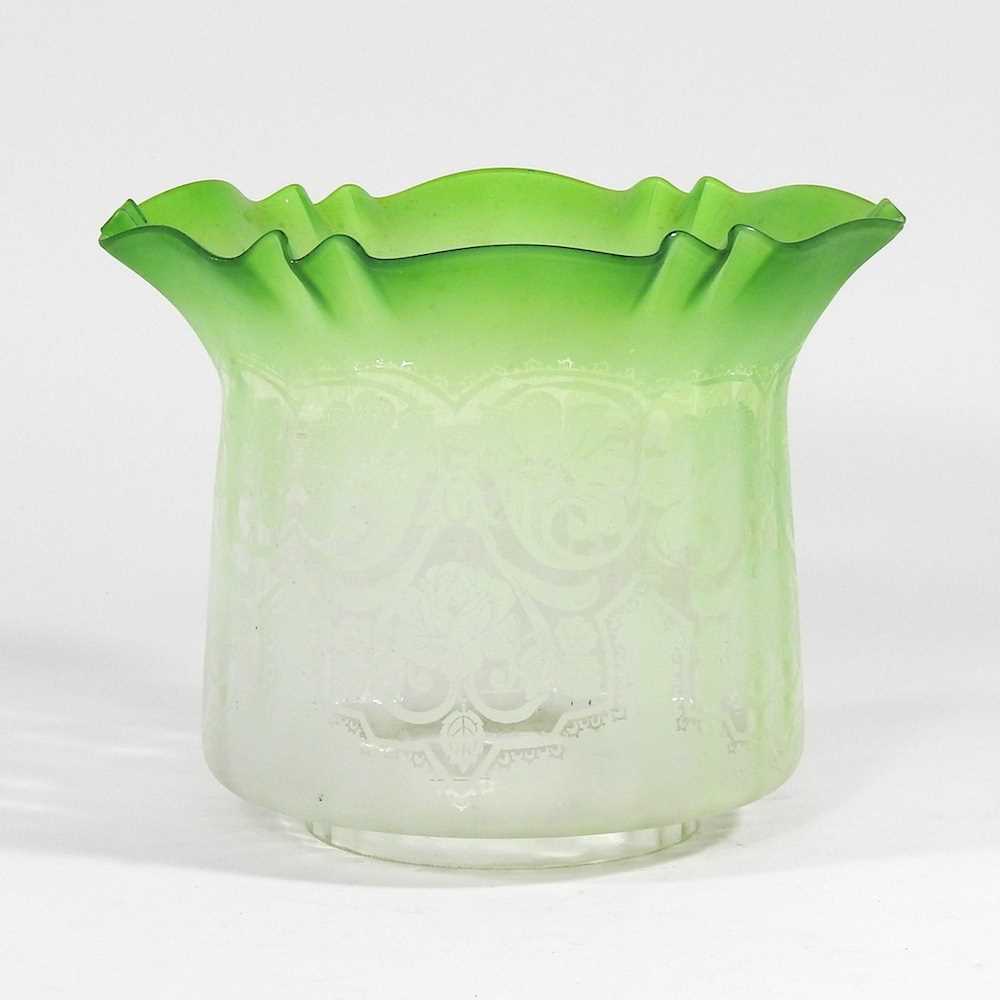 Lot 39 - A glass oil lamp shade
