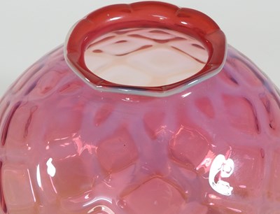 Lot 53 - A pink glass oil lamp shade