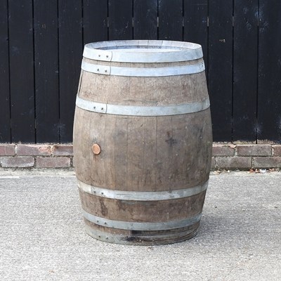 Lot 404 - A large coopered oak barrel