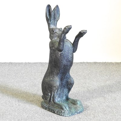 Lot 187 - A bronzed model of a hare