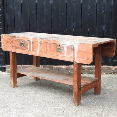 Lot 595 - A workshop workbench