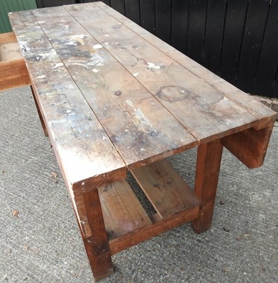 Lot 595 - A workshop workbench