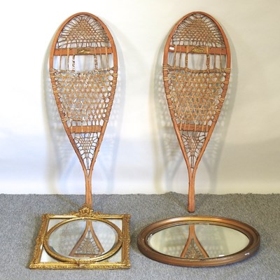 Lot 475 - Two mirrors and a pair of snow shoes