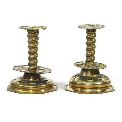 Lot 304 - A near pair of candlesticks