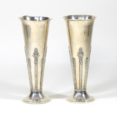 Lot 96 - A pair of silver vases