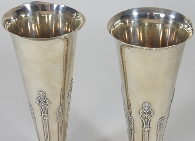 Lot 96 - A pair of silver vases