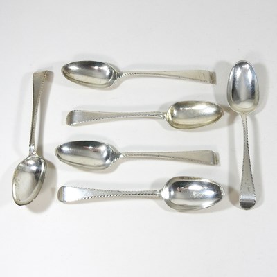 Lot 194 - A set of six silver table spoons