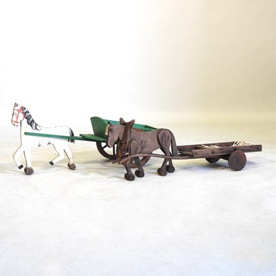 Lot 602 - Two horse and cart toys