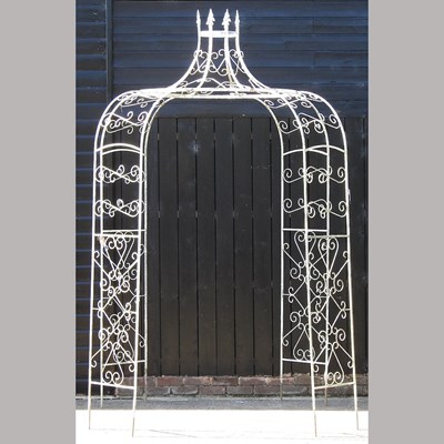 Lot 400 - DAY TWO: INTERIORS - A white painted metal gazebo