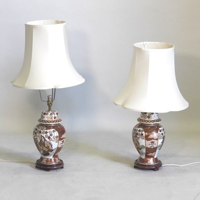 Lot 674 - A pair of Japanese table lamps