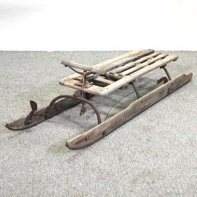 Lot 329 - A vintage wooden sledge