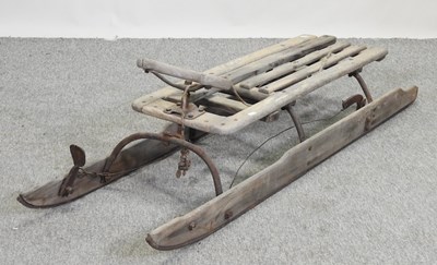 Lot 329 - A vintage wooden sledge