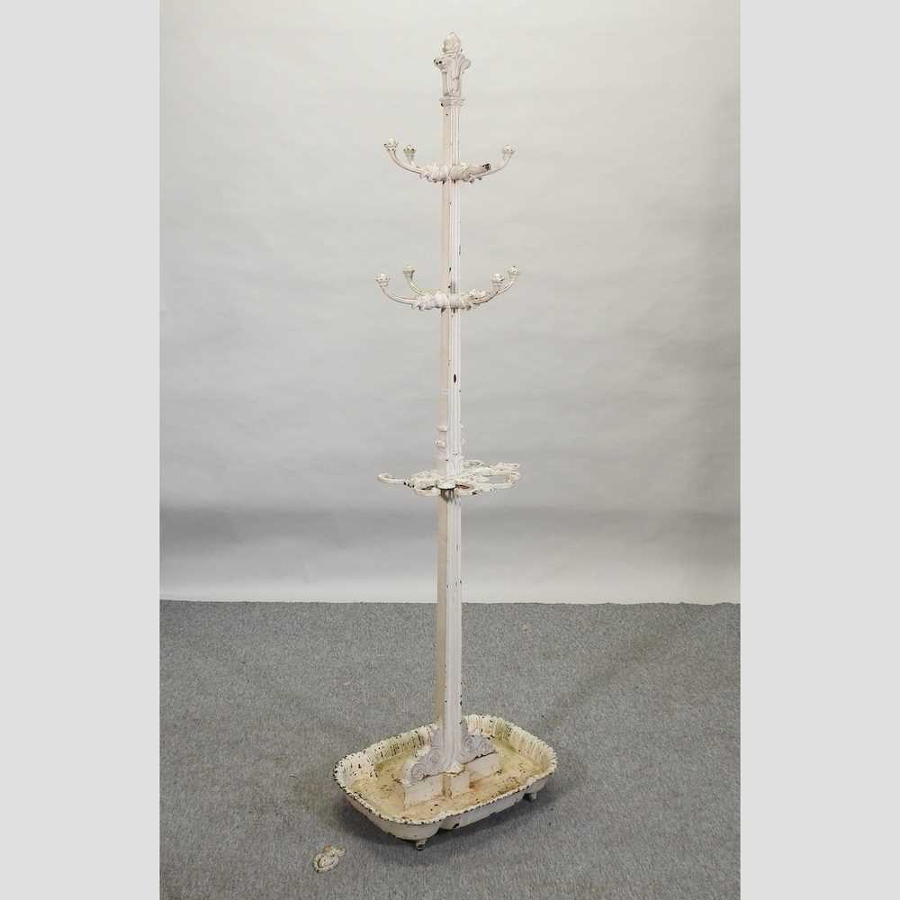 Lot 83 - A Victorian and later white painted cast iron hall stand