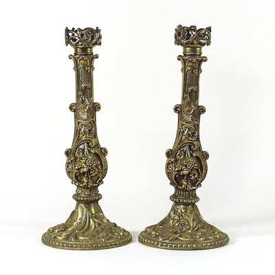 Lot 580 - A pair of candle lamps