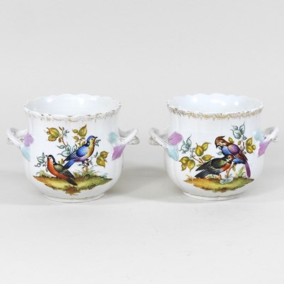 Lot 415 - A pair of Dresden cache-pots