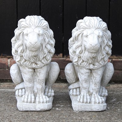 Lot 361 - A pair of stone lions