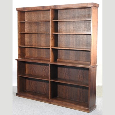 Lot 499 - A large handmade dark oak open bookcase