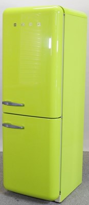 Lot 402 - A SMEG lime green fridge-freezer