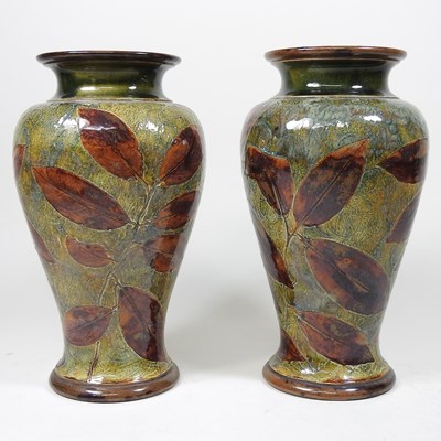 Lot 181 - A pair of Doulton vases