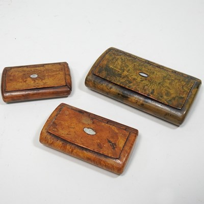 Lot 6 - Three treen snuff boxes