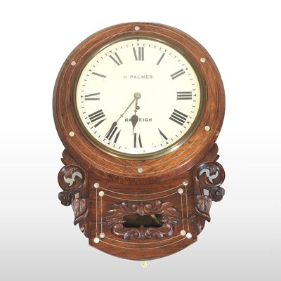 Lot 106 - A 19th century rosewood cased drop dial wall clock