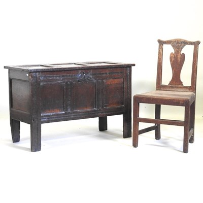 Lot 190 - An oak coffer and chair