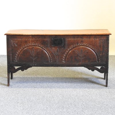 Lot 409 - An 18th century oak coffer