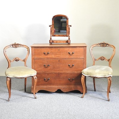 Lot 489 - A chest, mirror and chairs