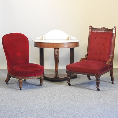 Lot 378 - A table and two chairs