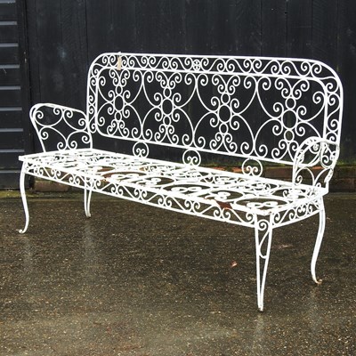 Lot 301 - A white painted metal garden bench