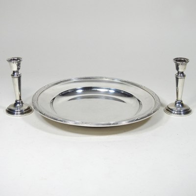 Lot 168 - Silver candlesticks and dish