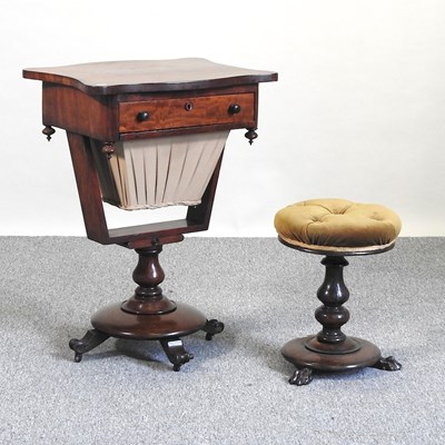 Lot 569 - A work table and a stool