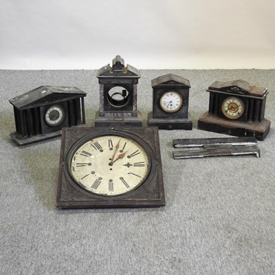 Lot 272 - A Victorian black slate mantel clock