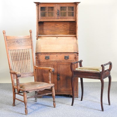 Lot 387 - A bureau, chair and stool