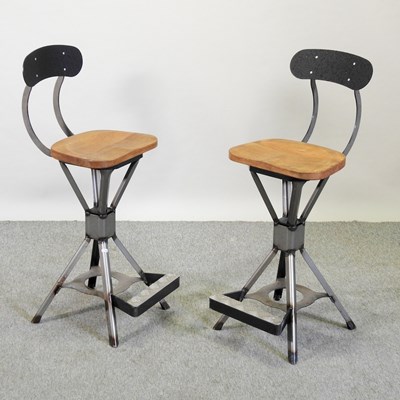 Lot 391 - A pair of modern industrial style bar stools