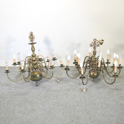 Lot 393 - A Dutch brass chandelier