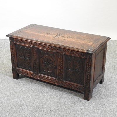 Lot 546 - An oak coffer, together with a 1920's oak chest