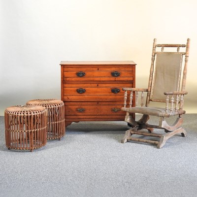 Lot 515 - A chest, chair and stools