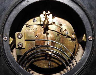 Lot 158 - A Victorian black slate mantel clock