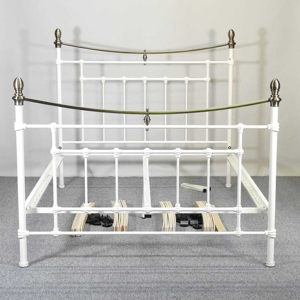 Lot 37 - A white painted metal bedstead