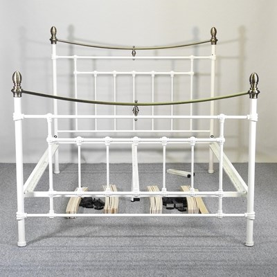 Lot 37 - A white painted metal bedstead