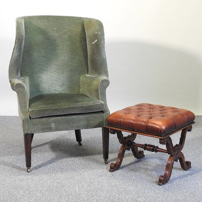 Lot 365 - An armchair and stool