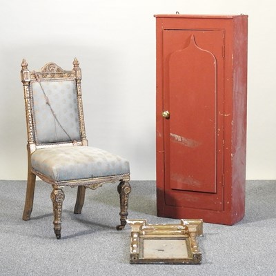 Lot 195 - A chair, mirror and cabinet