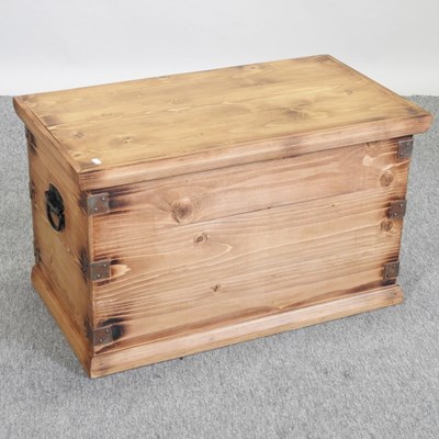 Lot 392 - A modern pine and metal bound blanket box