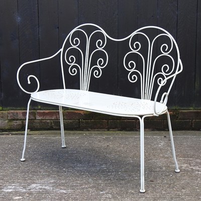 Lot 331 - A white painted metal garden bench