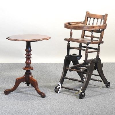 Lot 413 - A high chair and a table