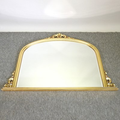 Lot 200 - A gilt framed over mantel mirror